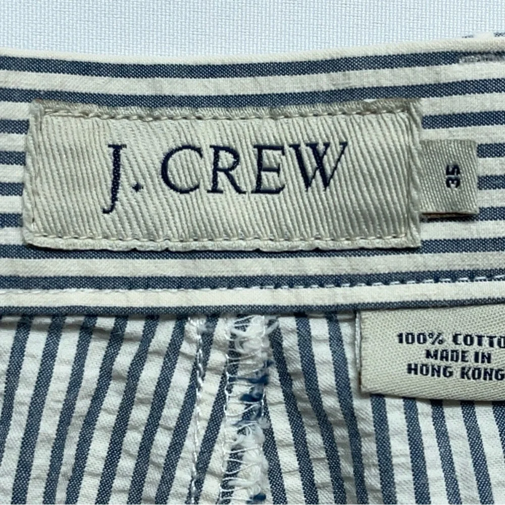 J. Crew Seersucker Shorts Blue Striped Mens Size 35 Golf Preppy 8.5 Inch Inseam